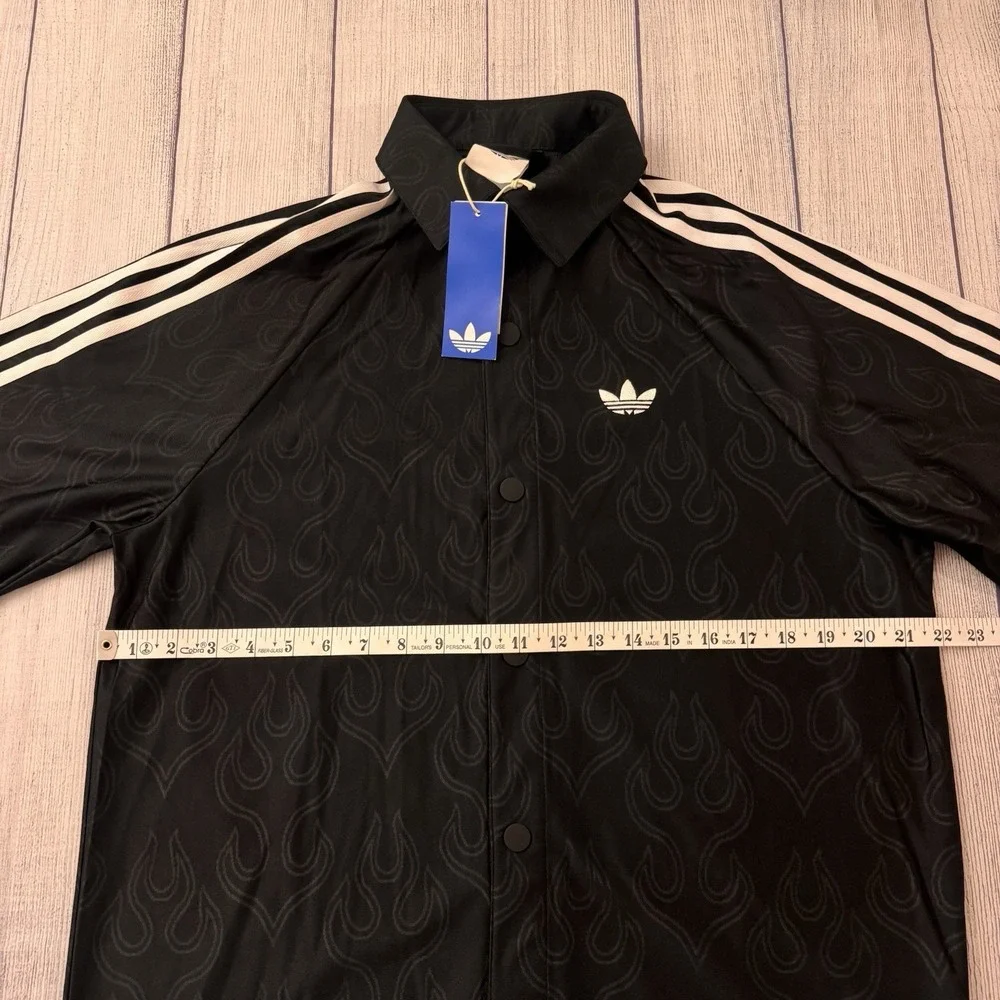 Adidas Originals Trefoil‎ Flame Jacquard Button Up Shirt Black Size Small NWT